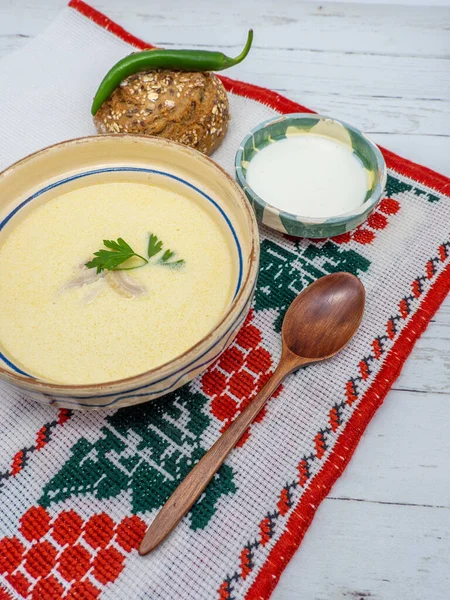 Romanian Traditional Soup Ciorba Burta Beef Tripe Soup —  Fotos de Stock