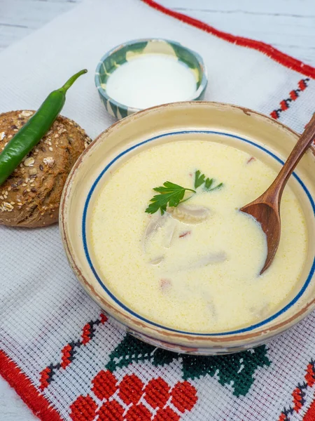 Romanian Traditional Soup Ciorba Burta Beef Tripe Soup —  Fotos de Stock