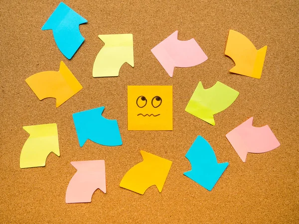 Sticky Note Funny Smiley Face Cork Board Copy Space — Stockfoto