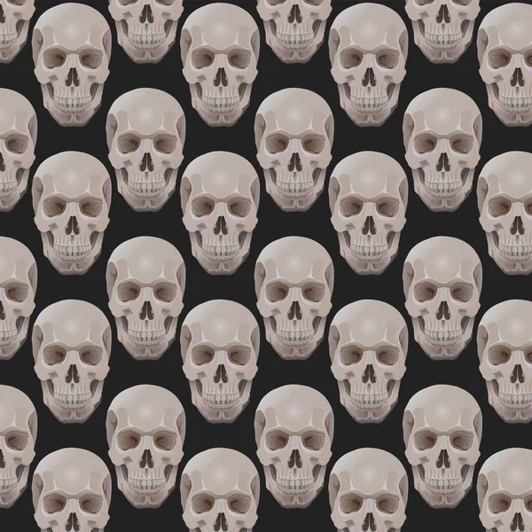 Skulls Pattern Black Dark Gray Background Vector 인쇄하는 벡터가 두개골의 — 스톡 벡터