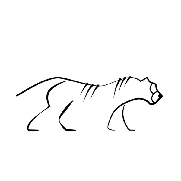 Logo tigre noir et blanc simple, vue latérale d'un tigre. — Image vectorielle