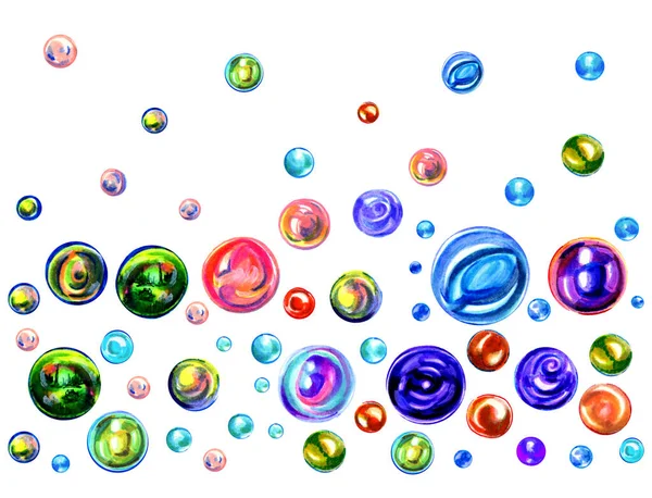 Colored Soap Bubbles Stylized Watercolor Graphics Soap Bubbles Pattern — Stock Photo, Image
