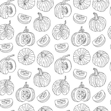 Tek renkli siyah beyaz balkabaklarıyla kusursuz desen..