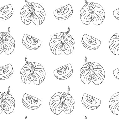 Tek renkli siyah beyaz balkabaklarıyla kusursuz desen..