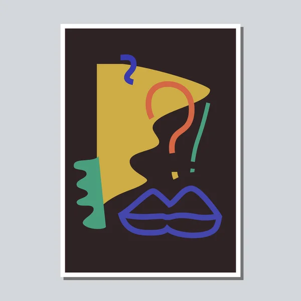 Mid century abstract shapes vivid composition. — Stock vektor