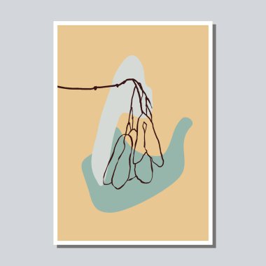 Modern soyut organik şekiller ve bitki düzenlemeleri