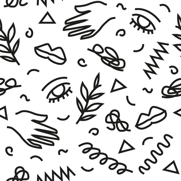 Yüzyılın ortalarında soyut monokrom karalama şekilleri beyaz üzerinde pürüzsüz tekrarlayan desenler