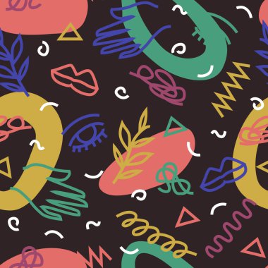 Yüzyılın ortalarında soyut renkli karalama şekilleri pürüzsüz tekrarlayan desenler