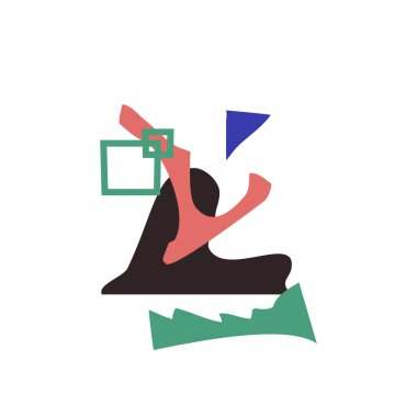 Beyaz üzerine modern soyut geometrik şekiller düzenleme