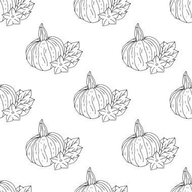 Tek renkli siyah beyaz balkabaklarıyla kusursuz desen..