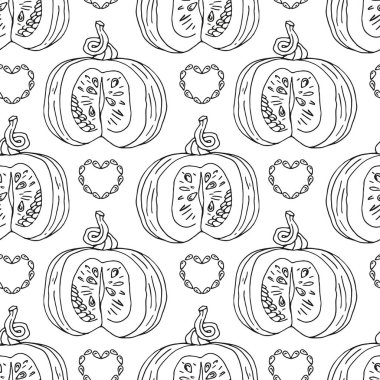 Tek renkli siyah beyaz balkabaklarıyla kusursuz desen..