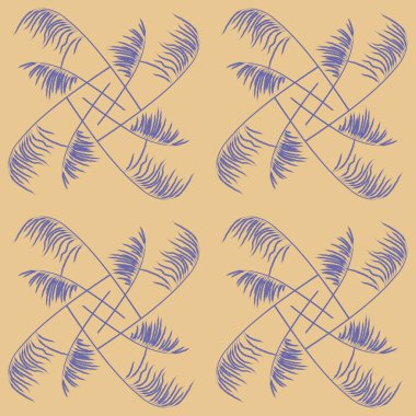 Botanik çizgileri olan klasik dikişsiz desen. Topraksı nötr renkler.