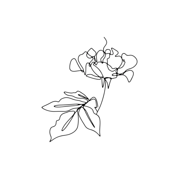 Eine einzige Linie Rose Blume Zeichnung. — Stockvektor