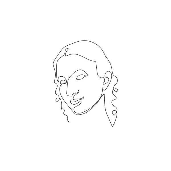 Dibujo femenino de una sola línea. Retrato de niña hermosa — Vector de stock