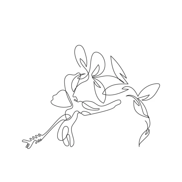Dibujo de una sola línea de flor de hibisco — Vector de stock