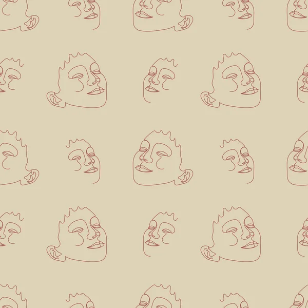 Kusursuz desenli, tek çizgi çizilmiş kadın yüzü.