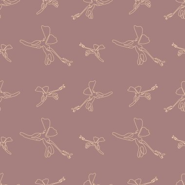 Kusursuz desenli, tek çizgi halinde amber çiçeği çizimleri.