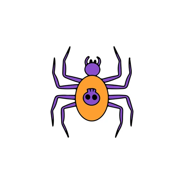 Creepy Spider Skull Hand Drawn Line Art Halloween Illustration Isolated — Image vectorielle