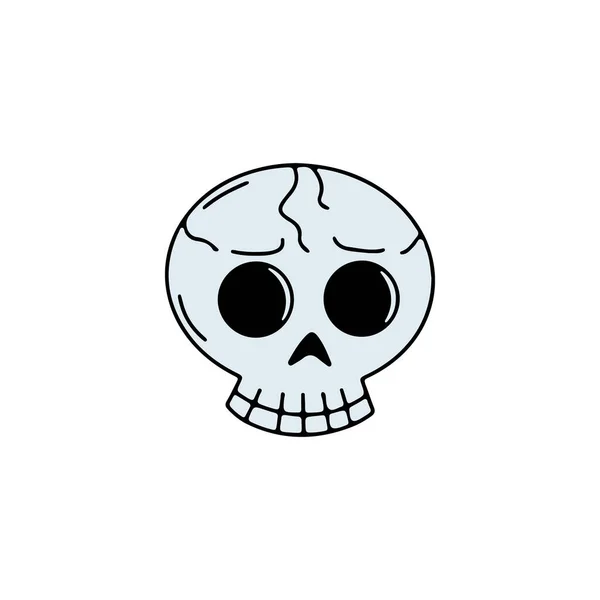 Hand Drawn Line Art Halloween Skull Illustration — Stock Vector
