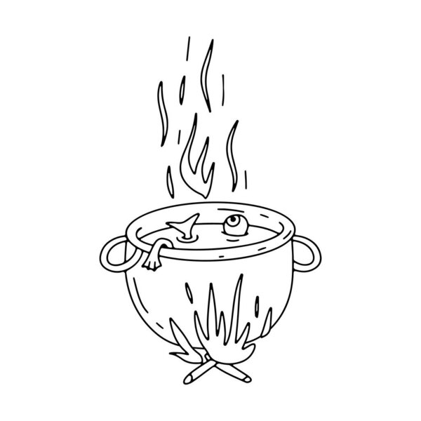 Волшебный котел ведьм. Рисунок Хэллоуина.