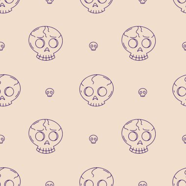 Bej arka planda çizgili sanat kafatasları olan kusursuz desen
