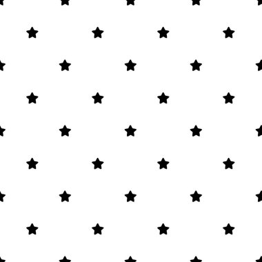 Beyaz arkaplanda basit karalama yıldızları siluetleri olan kusursuz desen
