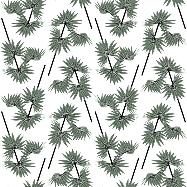 Boho Nahtloses Muster Mit Trockenen Palmblättern Auf Weißem Hintergrund — Stockvektor