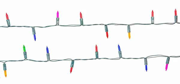 Строка Огней Рождества Изолированы Белом Фоне Обрезкой Пути — стоковое фото