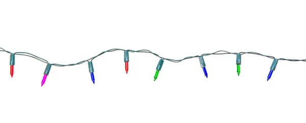 Kerstverlichting String Geïsoleerd Witte Achtergrond Met Clipping Pad — Stockfoto