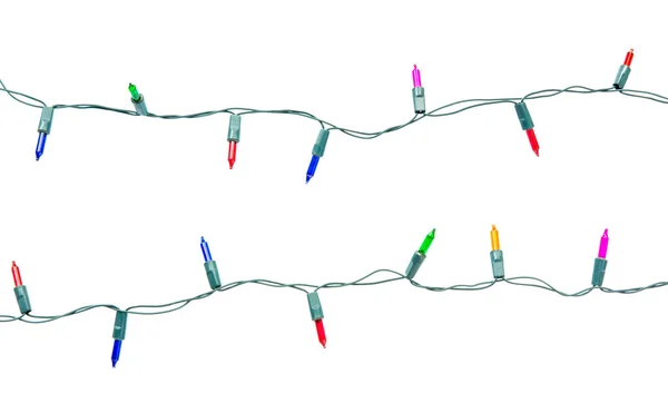 Рождественские Огни Строка Изолированы Белом Фоне Вырезкой Похлопывания — стоковое фото