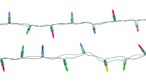 Рождественские Огни Строка Изолированы Белом Фоне Вырезкой Похлопывания — стоковое фото