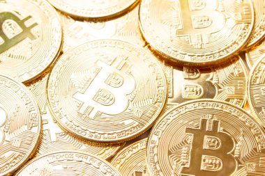 Bitcoin 'ler arka planda. Kripto para birimi, bitcoin, BTC,
