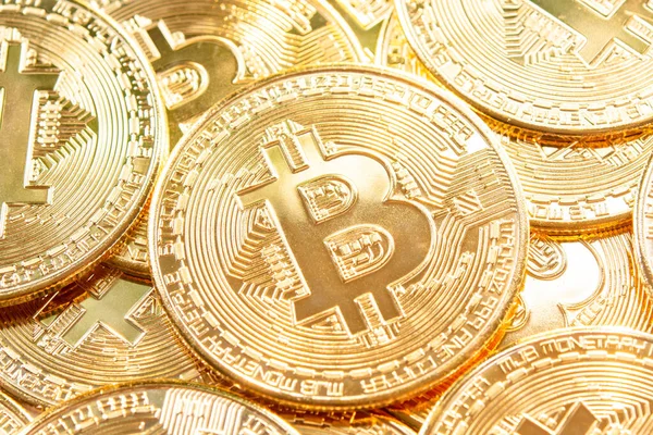 Bitcoin 'ler arka planda. Kripto para birimi, bitcoin, BTC,