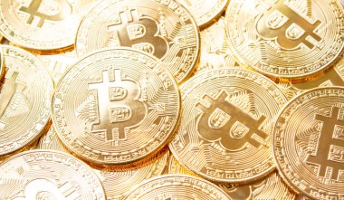 Bitcoin 'ler arka planda. Kripto para birimi, bitcoin, BTC,