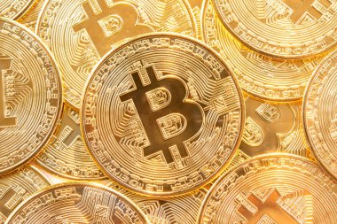 Bitcoin 'ler arka planda. Kripto para birimi, bitcoin, BTC,