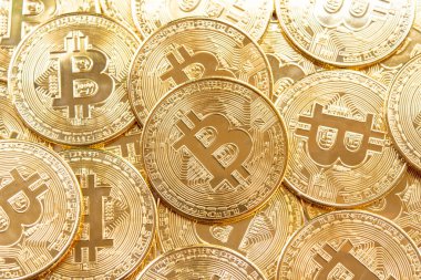 Bitcoin 'ler arka planda. Kripto para birimi, bitcoin, BTC,