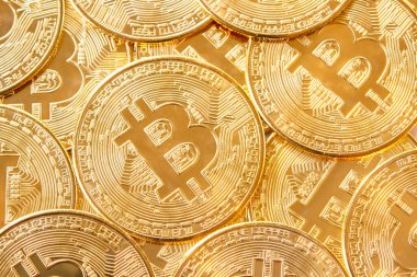 Bitcoin 'ler arka planda. Kripto para birimi, bitcoin, BTC,