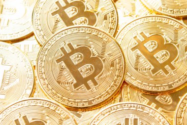 Bitcoin 'ler arka planda. Kripto para birimi, bitcoin, BTC,