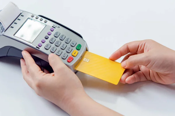 Credit card payment with EDC machine or credit card terminal.