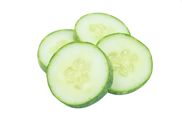 Slice Cucumber Isolated White Clipping Path Cucumber Circle Portio — Stock fotografie