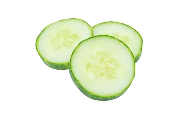 Slice Cucumber Isolated White Clipping Path Cucumber Circle Portio — Stockfoto