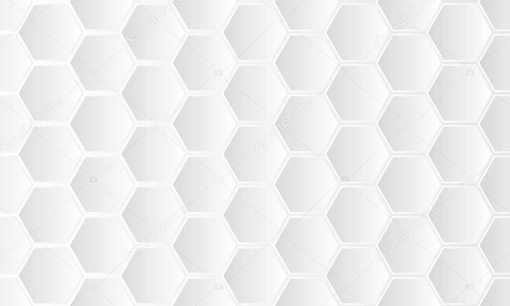 White honeycomb background Abstract of white hexagon tiles with gray gaps between the
