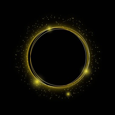 Shiny golden frame with sparkles and smoke Free Vecto