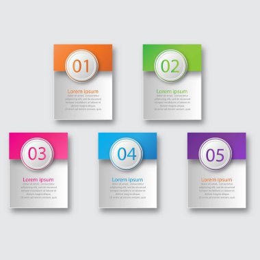 İş sunumlarınız için renkli vektör bilgi grafikleri. Kullanılan web sitesi düzenleme vektörü, numaralandırılmış pankartlar, diyagram, yatay kesme çizgileri, web tasarımı