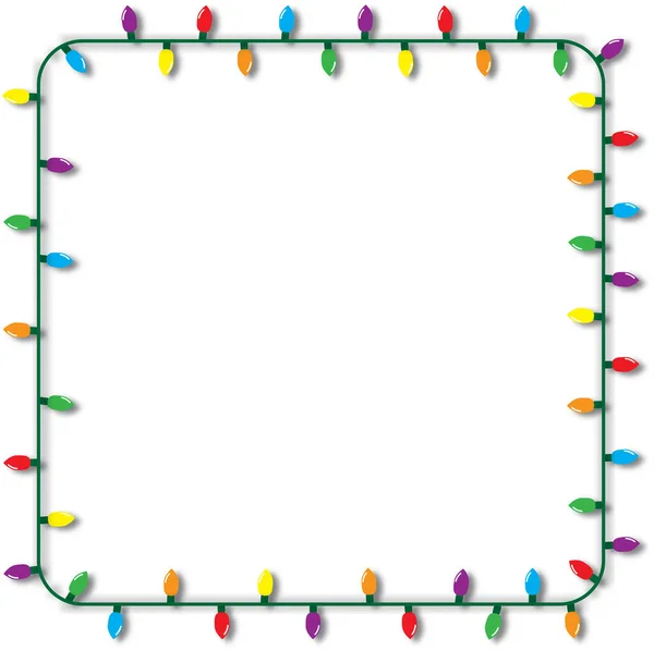 Christmas Lights String Isolated Frame White Background Vector — Διανυσματικό Αρχείο