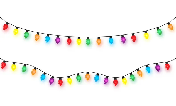 Christmas Lights String Isolated White Background Vector — ストックベクタ