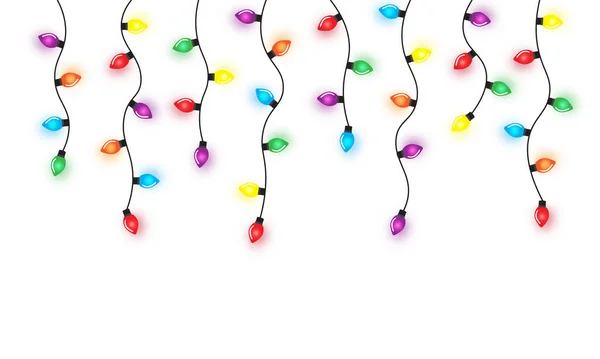 Christmas Lights String Isolated White Background Vector — Stock Vector