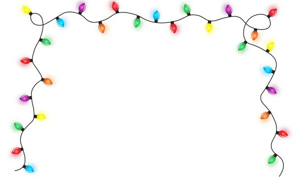 Vánoční Světlo Řetězec Izolované Bílém Pozadí Vektoru — Stockový vektor