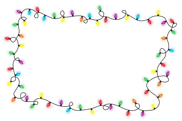 Christmas Lights String Isolated White Background Vector — Archivo Imágenes Vectoriales