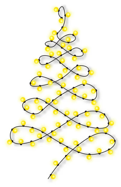 Christmas Lights String Isolated White Background Vector — Stock Vector